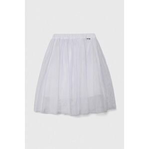 Dievčenská sukňa Guess biela farba, midi, áčkový strih