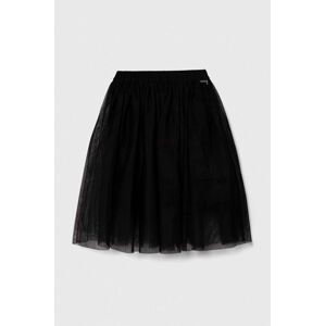Dievčenská sukňa Guess čierna farba, midi, áčkový strih