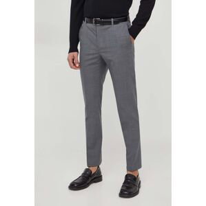 Vlnené nohavice Calvin Klein šedá farba,rovné,K10K112936