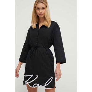 Bavlnené šaty Karl Lagerfeld čierna farba