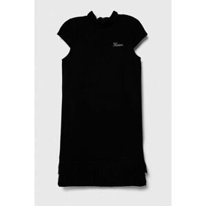 Dievčenské šaty Guess čierna farba, mini, rovný strih