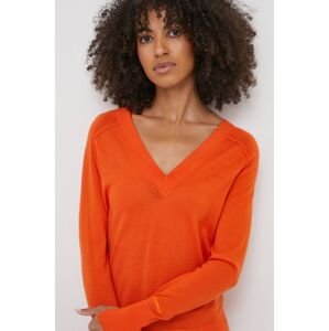 Vlnený sveter Calvin Klein dámsky, oranžová farba, tenký