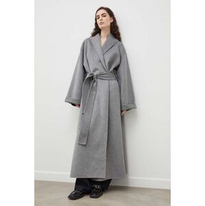 Vlnený kabát By Malene Birger šedá farba, prechodný, oversize