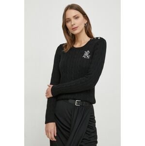Bavlnený sveter Lauren Ralph Lauren čierna farba