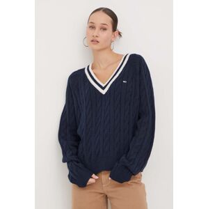 Sveter Tommy Jeans dámsky,tmavomodrá farba,tenký,DW0DW17498