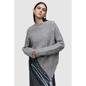 Vlnený sveter AllSaints Selena šedá farba, teplý, s polorolákom