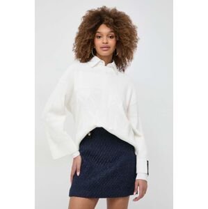 Bavlnený sveter Armani Exchange biela farba