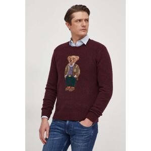 Vlnený sveter Polo Ralph Lauren pánsky, bordová farba