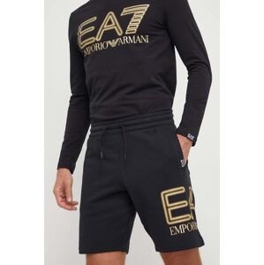 Bavlnené šortky EA7 Emporio Armani čierna farba