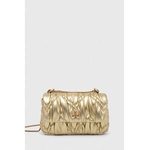 Kožená kabelka Tory Burch Kira Metallic Diamond zlatá farba, 156840.700