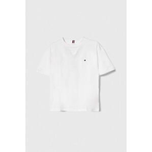 Detské bavlnené tričko Tommy Hilfiger biela farba, jednofarebné