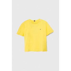 Detské bavlnené tričko Tommy Hilfiger žltá farba, jednofarebný