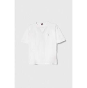Detské bavlnené tričko Tommy Hilfiger biela farba, jednofarebné