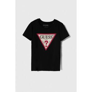 Detské tričko Guess čierna farba