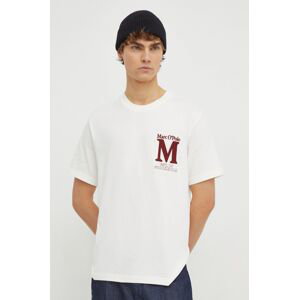 Bavlnené tričko Marc O'Polo pánsky, béžová farba, s nášivkou