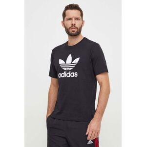 Bavlnené tričko adidas Originals Trefoil pánske, čierna farba, s potlačou, IU2364