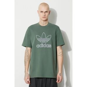 Bavlnené tričko adidas Originals Trefoil Tee pánske, zelená farba, s nášivkou, IR7993