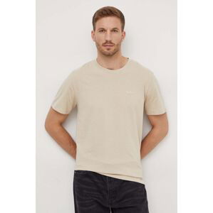 Bavlnené tričko Pepe Jeans Connor pánske, béžová farba, jednofarebné