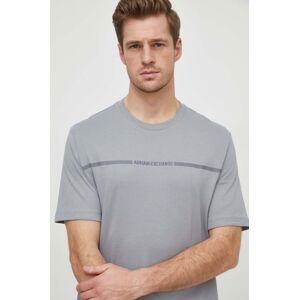Bavlnené tričko Armani Exchange pánske, šedá farba, s potlačou, 3DZTLG ZJ9JZ