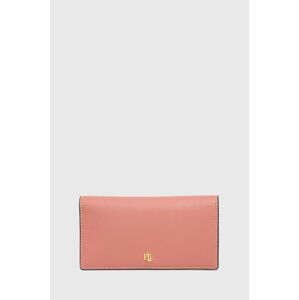 Kožená peňaženka Lauren Ralph Lauren dámsky, zlatá farba