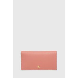 Kožená peňaženka Lauren Ralph Lauren dámsky, zlatá farba