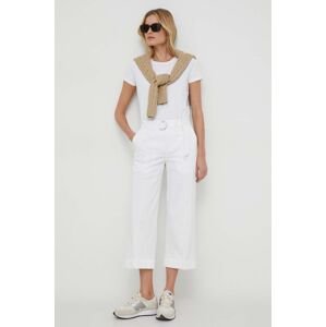 Nohavice Lauren Ralph Lauren dámske, biela farba, široké, vysoký pás
