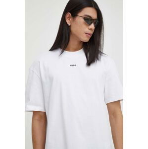 Bavlnené tričko HUGO pánsky,biela farba,jednofarebný,50488330