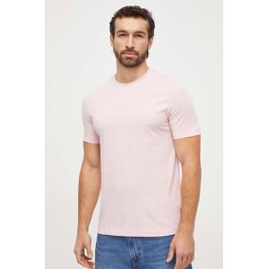 Bavlnené tričko BOSS ružová farba, jednofarebný
