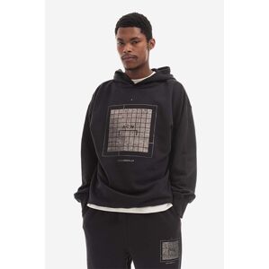 Bavlnená mikina A-COLD-WALL* Foil Grid Hoodie ACWMW074 BLACK pánska, čierna farba, s kapucňou, s potlačou