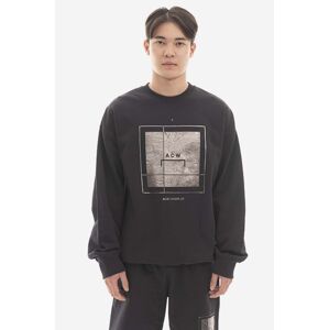 Bavlnená mikina A-COLD-WALL* Foil Grid Crewneck ACWMW075 BLACK pánska, čierna farba, s potlačou