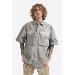 Bavlnená košeľa A-COLD-WALL* Dye Tech ACWMSH056.-LIGHTGREY, pánska, šedá farba, voľný strih, s klasickým golierom