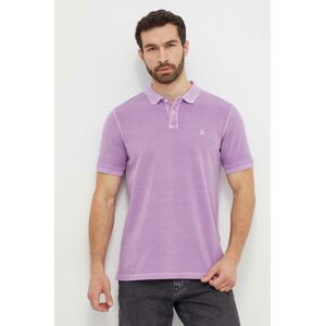 Bavlnené polo tričko Marc O'Polo fialová farba, jednofarebný