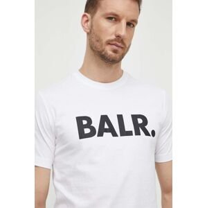 Bavlnené tričko BALR. pánsky, biela farba, s potlačou