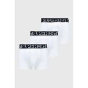 Boxerky Superdry 3-pak pánske, biela farba