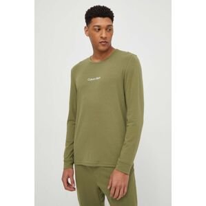 Tričko s dlhým rukávom Calvin Klein Underwear zelená farba, s potlačou