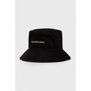 Bavlnený klobúk Calvin Klein Jeans čierna farba, bavlnený