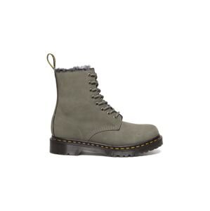 Kožené workery Dr. Martens 1460 Serena dámske, šedá farba, na plochom podpätku, zateplené, DM30953059