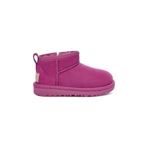 Detské semišové snehule UGG T CLASSIC ULTRA MINI fialová farba