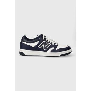 Kožené tenisky New Balance BB480LHJ tmavomodrá farba