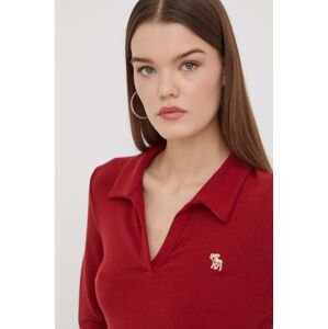 Tričko s dlhým rukávom Abercrombie & Fitch dámsky, červená farba