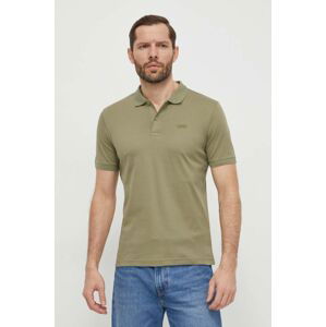 Bavlnené polo tričko Calvin Klein zelená farba, jednofarebný