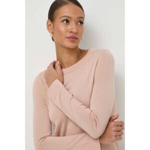 Vlnený sveter BOSS dámsky, ružová farba, tenký