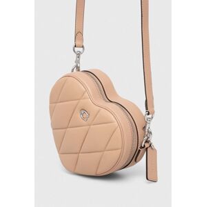 Kožená kabelka Coach Heart Crossbody béžová farba