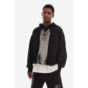 Bavlnená mikina A-COLD-WALL* Plaster Hoodie ACWMW085-BLACK, pánska, čierna farba, s kapucňou, s potlačou