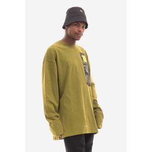 Bavlnené tričko s dlhým rukávom A-COLD-WALL* Relaxed Cubist LS T-shirt Longsleeve ACWMTS098 MOSS GREEN zelená farba, s potlačou