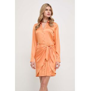 Šaty Guess oranžová farba, mini, rovný strih