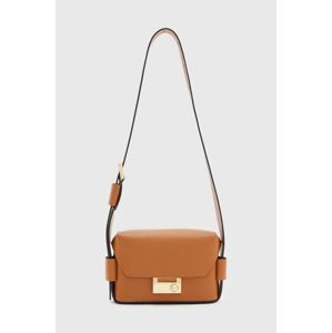 Kožená kabelka AllSaints FRANKIE CROSSBODY hnedá farba, WB572X