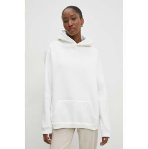 Mikina Answear Lab dámska, biela farba, s kapucňou, jednofarebná