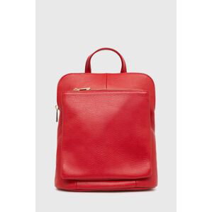 Kožený ruksak Answear Lab dámsky, červená farba, malý, jednofarebný