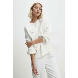 Vlnený sveter Answear Lab biela farba